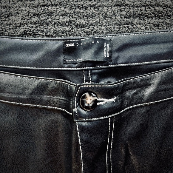ASOS Men’s Faux Leather Pants in Black Size 42” Waist 30” Length - Straight Leg - Picture 3 of 9